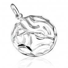 Silver pendant - carved circle