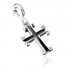 Patinated pendant made of 925 silver - hollow cross