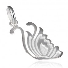 Silver pendant - engraved swan