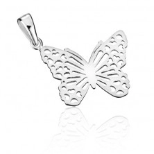 Silver pendant - flat filigree butterfly