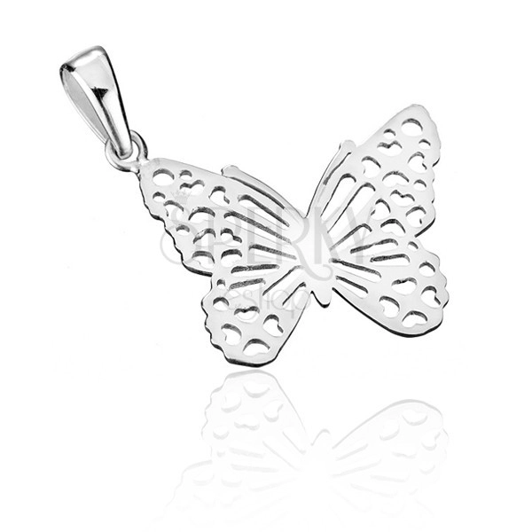 Silver pendant - flat filigree butterfly