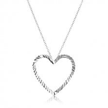 Silver necklace - chain with wavy contour of heart