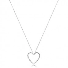 Silver necklace - chain with wavy contour of heart