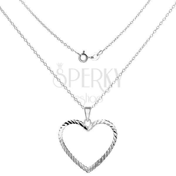 Necklace made of 925 silver - chain with outline of heart