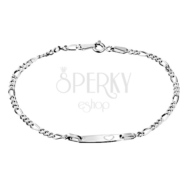 Bracelet made of 925 silver - chainlet and plate with heart