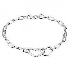 Silver bracelet - chainlet with hearts and engraving