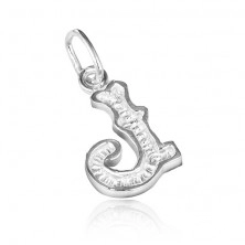 Silver pendant - carved letter J