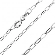 Silver chain - long flat oval eyelets, 2 mm
