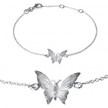 Bracelet made of 925 silver - engraved butterfly on chainlet