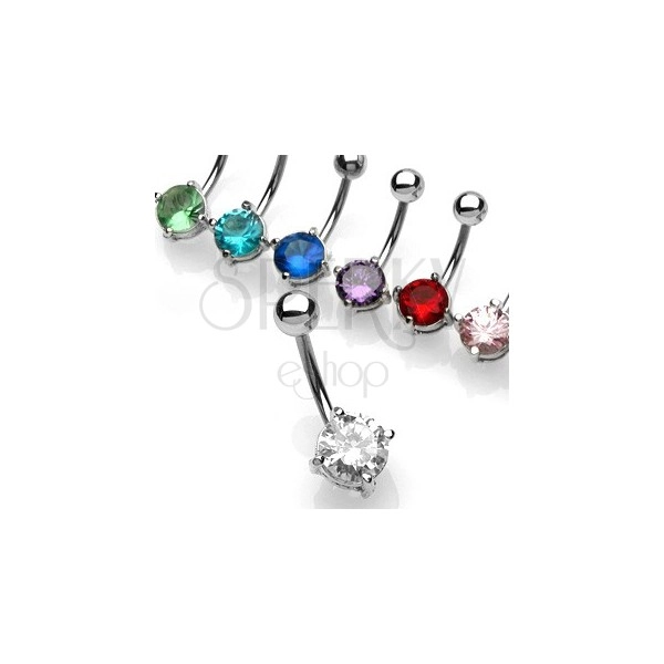 Belly button ring with small round zircon