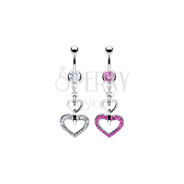 Belly ring - smooth and zirconic heart