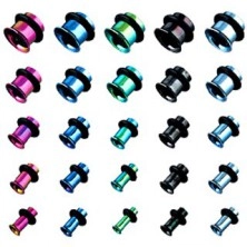 Piercing - titanium flesh tunnel, anodized, various colors with rubber band