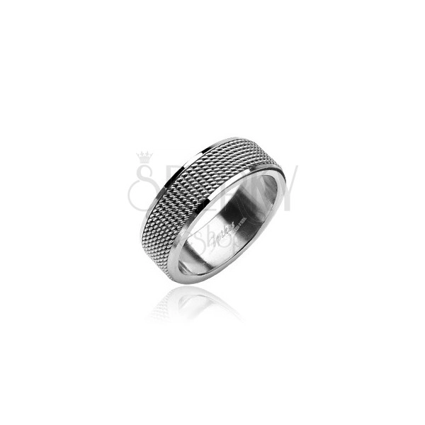 Stainless steel mesh ring with shiny lining