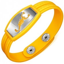 Bracelet made of rubber - yellow version, Greek motif, scorpion