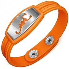 Bracelet made of rubber, watch style, plate with scorpion