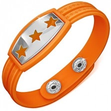 Bracelet made of rubber - orange with stars and Greek motif