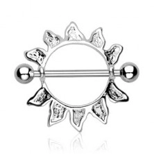 Stainless steel nipple piercing - sun contour, 2 pieces