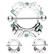 Nipple piercing - ornaments and zircons, 2 pieces
