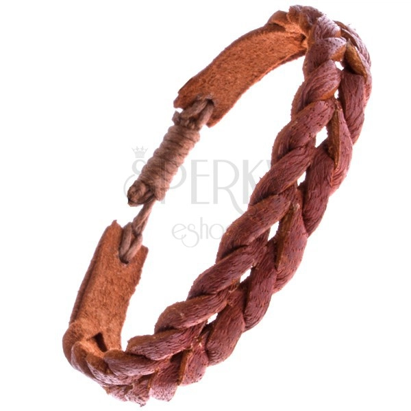 Light brown bracelet made of interlaid leather strips