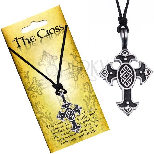 String necklace and pendant - cross with Celtic knot