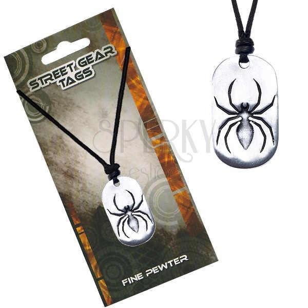 String necklace, metal spider pendant