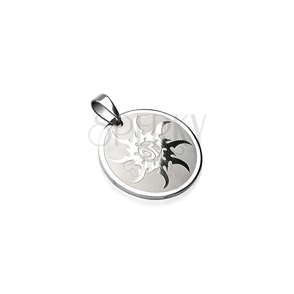 Stainless steel circle pendant - sun design