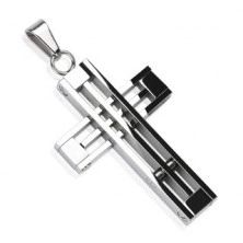 Pendant made of surgical steel - cross made of crossed lines