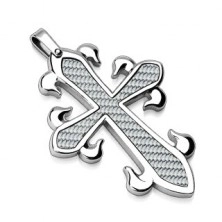Stainless steel pendant - cross with fiber pattern
