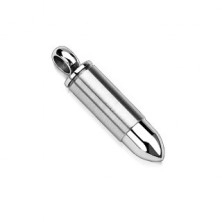 Pendant made of steel - sharp silver coloured bullet