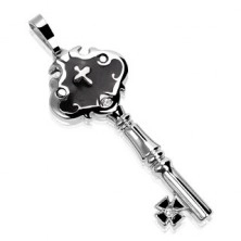 Stainless steel pendant - castle key with balls