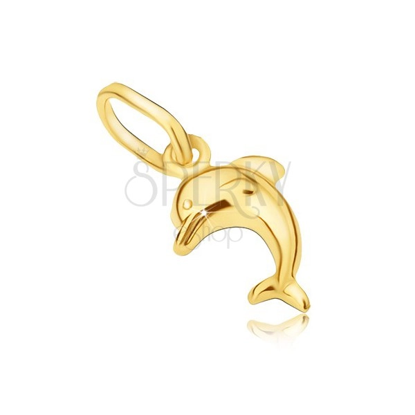 Pendant made of 14K gold - shiny jumping dolphin