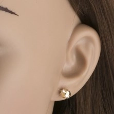 14K gold stud earrings - balls with radial flowers