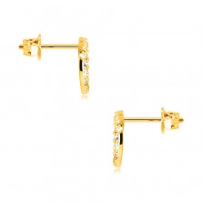 Gold 14K earrings - zircon line heart