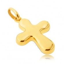 Gold pendant 14 karat - thick, glossy cross with rounded tips