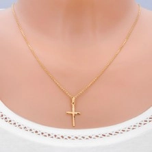 585 Gold pendant - cross with long matt bends on bars