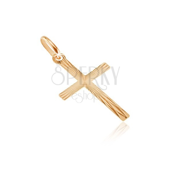 Gold pendant - Latin cross with mirror-like spots