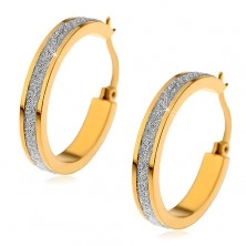 Earrings made of surgical steel in gold colour with glistening sanded strip