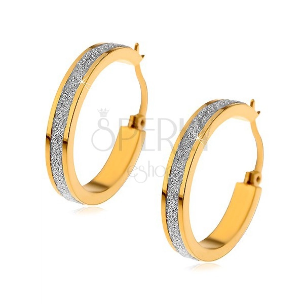 Earrings made of surgical steel in gold colour with glistening sanded strip