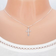 Pendant made of white gold 14K - sharp cross with rays and Jesus