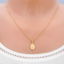 Gold pendant - oval tag with symbol of Virgin Mary