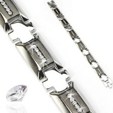 Steel bracelet with cross and zircons