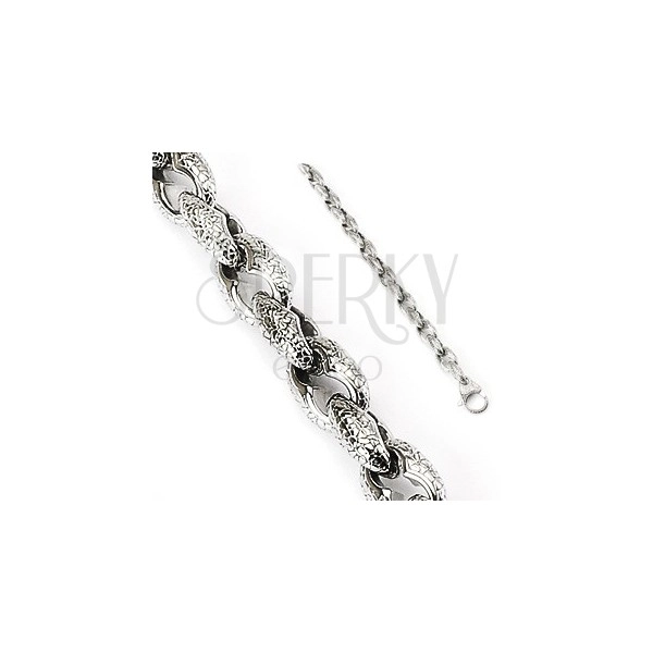Surgical steel bracelet with scale pattern
