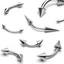 Eyebrow steel piercing - two glossy spiky peaks
