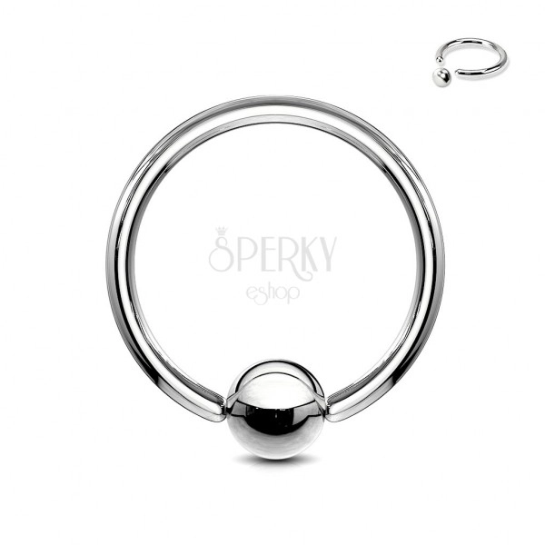 Steel piercing - circle and ball of silver colour, width 1,6 mm
