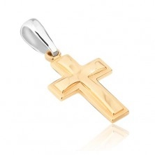 Gold pendant - double Latin cross, matt and shiny combination