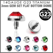 Spare implant head made of G23 titanium - clear round zircon, 4 mm