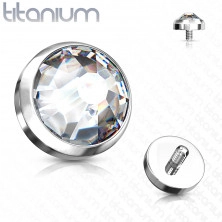 Spare implant head made of G23 titanium - clear round zircon, 4 mm
