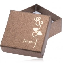 Brown glossy gift box, golden rose, "For you"