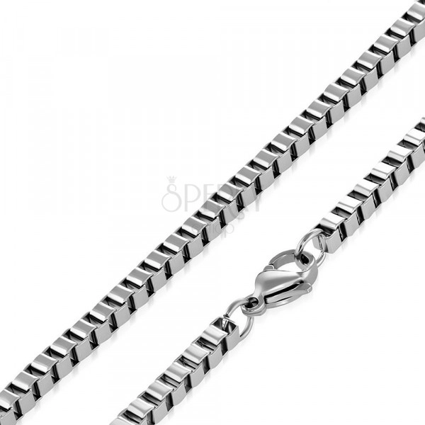 Stainless steel chain with square objects of silver colour