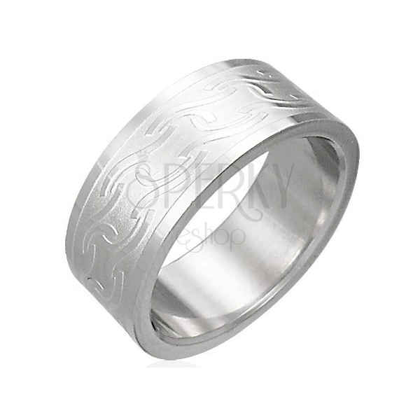 Stainless steel ring with various shiny lines